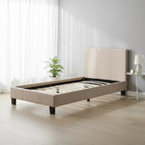 Single Linen Fabric Bed Frame Beige