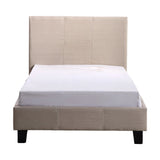 Single Linen Fabric Bed Frame Beige - Rear View