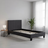 Single Linen Fabric Bed Frame Grey