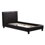 Single PU Leather Bed Frame Brown - Front View