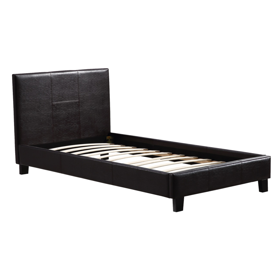 Single PU Leather Bed Frame Brown