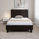 Single PU Leather Bed Frame Brown