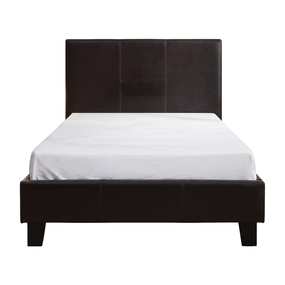Single PU Leather Bed Frame Brown