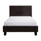 Single PU Leather Bed Frame Brown - Low Angle