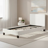 Single PU Leather Bed Frame White