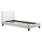 Single PU Leather Bed Frame White - Front View