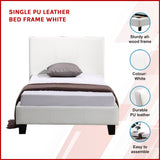 Single PU Leather Bed Frame White