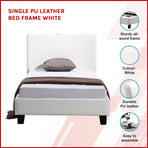 Single PU Leather Bed Frame White