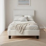 Single PU Leather Bed Frame White - 45-Degree Angle