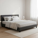 King Linen Fabric Bed Frame Grey - 45-Degree Angle