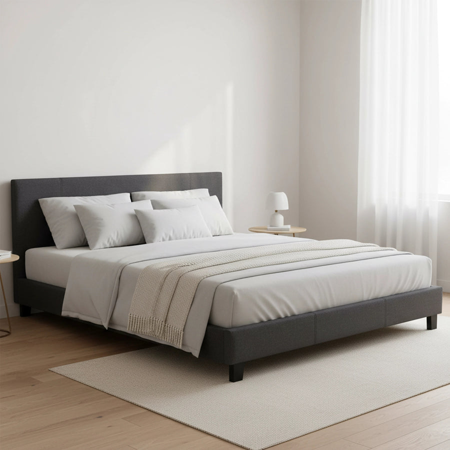 King Linen Fabric Bed Frame Grey
