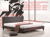 King Linen Fabric Bed Frame Grey - Close-Up Angle