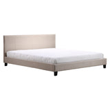 King Linen Fabric Bed Frame Beige - Front View