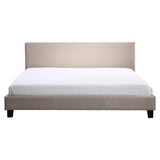 King Linen Fabric Bed Frame Beige - Low Angle