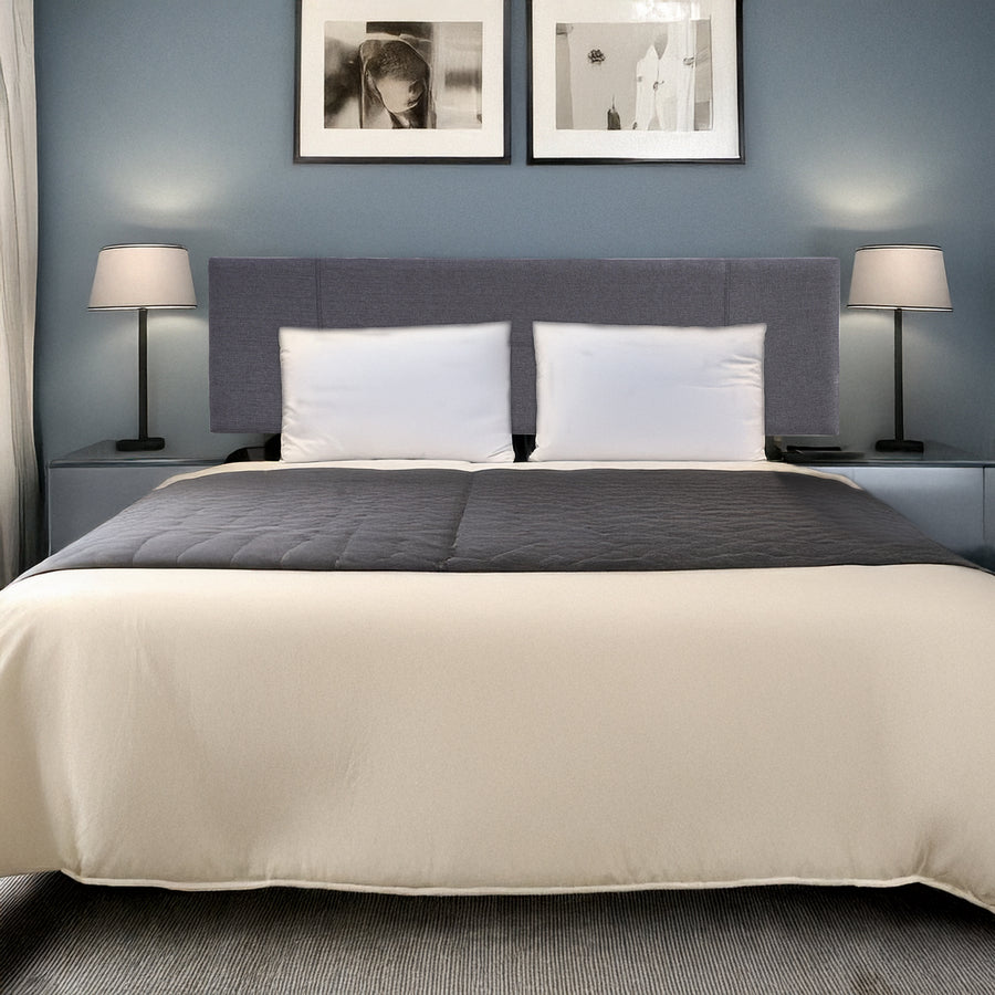 Linen Fabric King Bed Headboard Bedhead - Grey