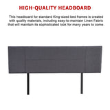 Linen Fabric King Bed Headboard Bedhead - Grey - Extra Image