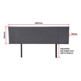 Linen Fabric King Bed Headboard Bedhead - Grey - Extra Image