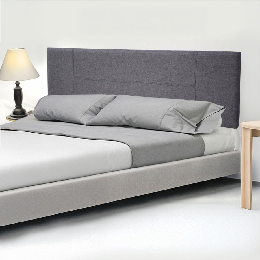 Linen Fabric King Bed Headboard Bedhead - Grey