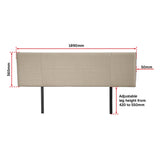 Linen Fabric King Bed Headboard Bedhead - Beige - Extra Image