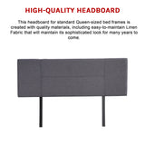 Linen Fabric Queen Bed Headboard Bedhead - Grey - Extra Image