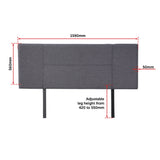 Linen Fabric Queen Bed Headboard Bedhead - Grey - Extra Image
