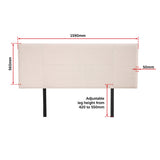 Linen Fabric Queen Bed Headboard Bedhead - Beige - Extra Image