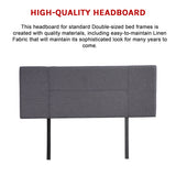 Linen Fabric Double Bed Headboard Bedhead - Grey - Extra Image