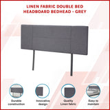 Linen Fabric Double Bed Headboard Bedhead - Grey