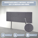 Linen Fabric Double Bed Headboard Bedhead - Grey - Low Angle