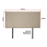 Linen Fabric Double Bed Headboard Bedhead - Beige - Extra Image