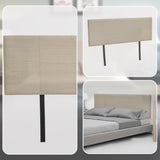 Linen Fabric Double Bed Headboard Bedhead - Beige - Close-Up Angle