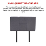 Linen Fabric Single Bed Headboard Bedhead - Grey - Extra Image
