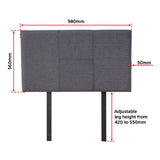 Linen Fabric Single Bed Headboard Bedhead - Grey - Extra Image