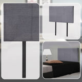 Linen Fabric Single Bed Headboard Bedhead - Grey - Close-Up Angle