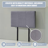 Linen Fabric Single Bed Headboard Bedhead - Grey - Low Angle