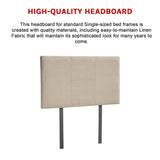 Linen Fabric Single Bed Headboard Bedhead - Beige - Extra Image