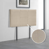 Linen Fabric Single Bed Headboard Bedhead - Beige - Top-Down View