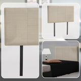 Linen Fabric Single Bed Headboard Bedhead - Beige - Close-Up Angle