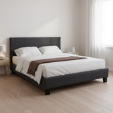 Double Linen Fabric Bed Frame Grey