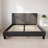 Double Linen Fabric Bed Frame Grey - 45-Degree Angle