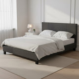Double Linen Fabric Bed Frame Grey