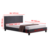 Double Linen Fabric Bed Frame Grey - Extra Image