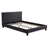 Queen Linen Fabric Bed Frame Grey - Front View