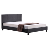 Queen Linen Fabric Bed Frame Grey - Rear View