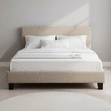 Double Linen Fabric Bed Frame Beige