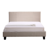 Double Linen Fabric Bed Frame Beige