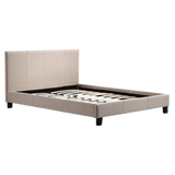 Queen Linen Fabric Bed Frame Beige - Front View