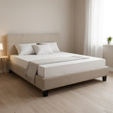 Queen Linen Fabric Bed Frame Beige - 45-Degree Angle