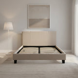 Queen Linen Fabric Bed Frame Beige