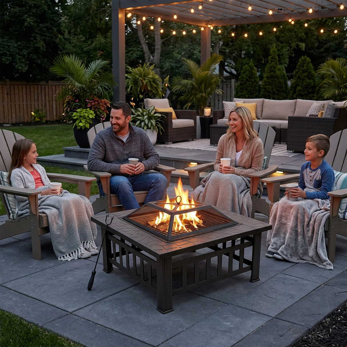 18" Square Metal Fire Pit Outdoor Heater